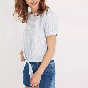MADEWELL Button-Back Tie Tee in Gingham Check
